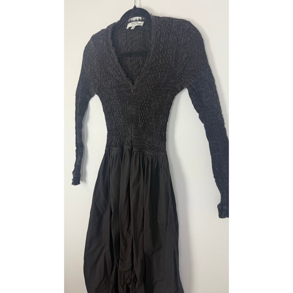 Sea New York Womens Casey Long Sleeve Raw Hem Fit & Flare Black Midi Dress 2 - Picture 5 of 11